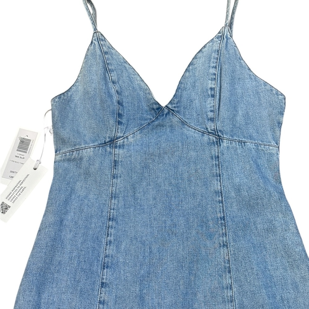 Denim Forum Slip Dress XXS Blue Denim Mini Dress